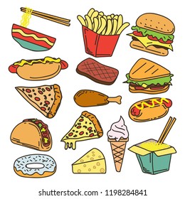 A cute fast food vector doodle icon. to decorate banners or food menus in your restaurant. vector illustration