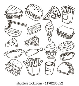 A cute fast food vector doodle icon. to decorate banners or food menus in your restaurant. vector illustration