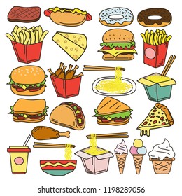 A cute fast food vector doodle icon. to decorate banners or food menus in your restaurant. vector illustration