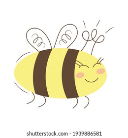 cute fat bee with crown