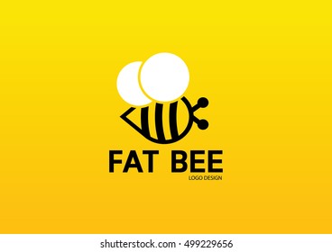Cute fat bee flying symbol icon