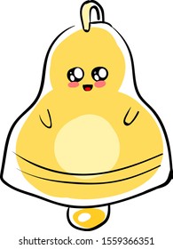 Cute fat bell, illustration, vector on white background.