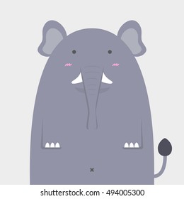 cute fat big elephant on light gray background