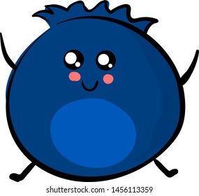 Cute fat blueberry, illustration, vector on white background.