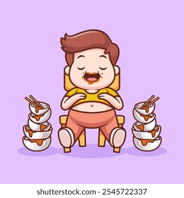 Ilustración de icono de Vector de dibujos animados de niño gordo lindo. Personas 
Icono de comida Concepto aislado Premium Vector. Caricatura plana 
Estilo 