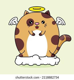 cute fat cat angel character illustration