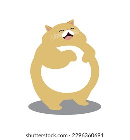cute fat cat cartoon character, doodle sketch. Suitable for print, posters, greeting cards. Flat cartoon vector illustration. 