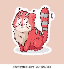 Un lindo gato gordo al estilo de las caricaturas está asustado. Vector, líneas y contorno