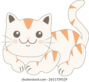 Cute Fat Cat Character in Smile Expression. Vector Illustration with Cartoon Design Style.