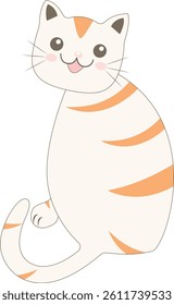 Cute Fat Cat Character in Smile Expression. Vector Illustration with Cartoon Design Style.