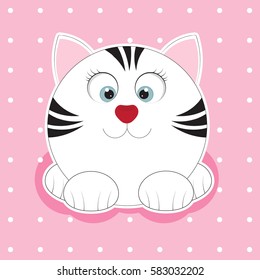 Cute fat cat in a flat style icons.