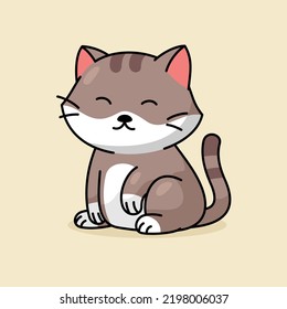 Cute Fat Cat Mascot Character. Flat Cartoon Style.