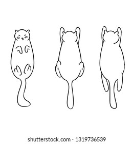 Cute fat cat poses. Vector sketch doodle art