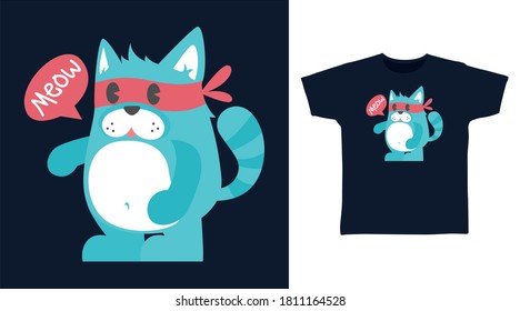Cute fat cat for print on tee