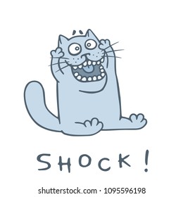 cute fat cat in shock and screaming. vector illustration. funny pet character.