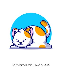 Cute Fat Cat Sleeping Cartoon Vector Icon Illustration. Animal Nature Icon Concept Isolated Premium Vector. Flat Cartoon Style