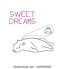 Cute and fat cat sleeping on the floor and having sweet dreams. 