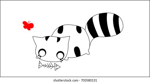 cute fat cat. vector illustration, fat cat concept