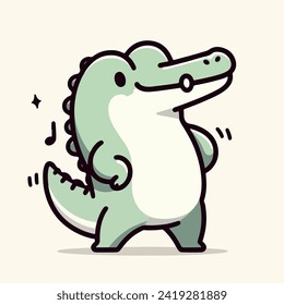 cute fat crocodile cartoon character mascot