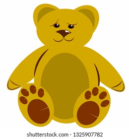 A cute fat cuddly teddy bear with a smile sat down with its legs out infront vector