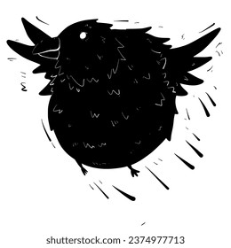 Cute Fat Dark Crow is Flying