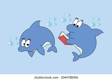 cute fat dolphin animal cartoon