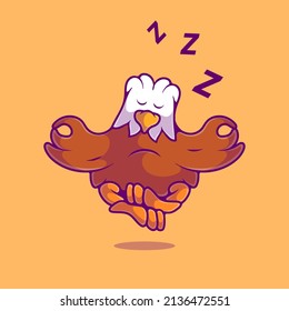 cute fat eagle sleeping meditation illustration suitable for mascot sticker and t-shirt design