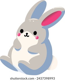 cute fat easter rabbit floating in the air, easter bunny, easter poster, or easter banner decoration