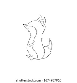 Cute fat fox vector in doodle style isolated on white background. Vector sketch print for coloring book. Outline stock illustration.Textile, kids print on t shirt. Childrens book and more