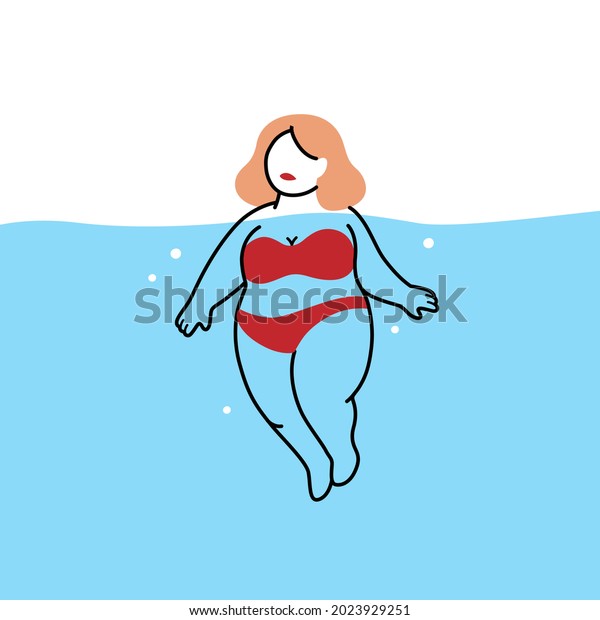 Cute Fat Girl Character Happy Woman Stock Vector Royalty Free