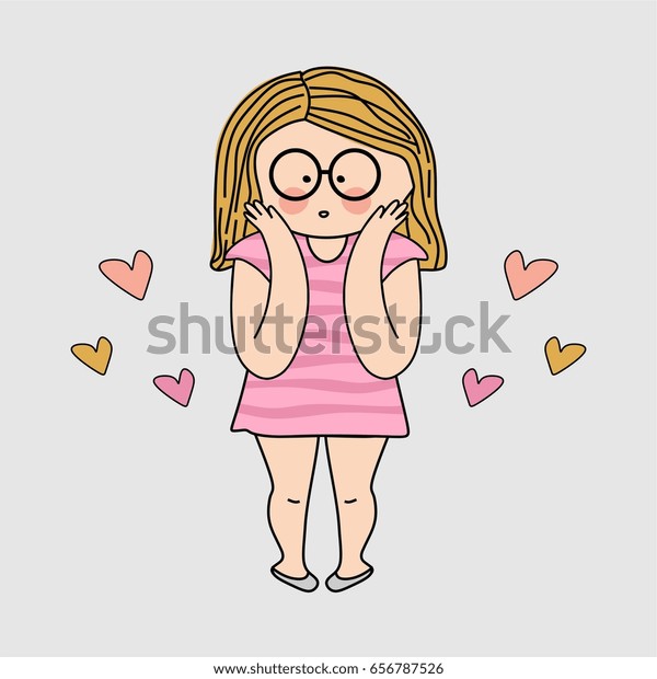 Cute Fat Girl Glasses Stock Vector Royalty Free 656787526