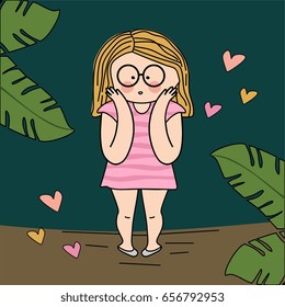 Cute Fat Girl with Glasses in the jungle