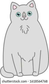 Cute fat gray cat. Illustration