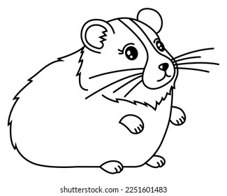 cute fat hairy hamster in a linear style. flat vector illustration.