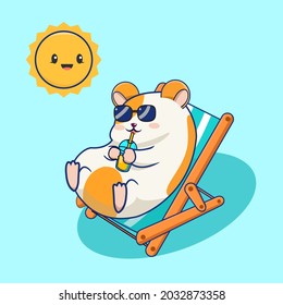 Cute fat hamster enjoy his sunny summer