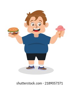 Cute Fat Kid Boy Eat Junk Stock Vector (Royalty Free) 2189057371 ...