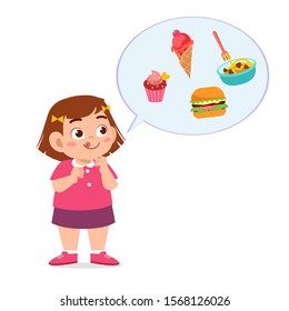 cute fat kid girl eat junk food vector