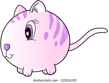 Cute Fat Kitten Cat Vector