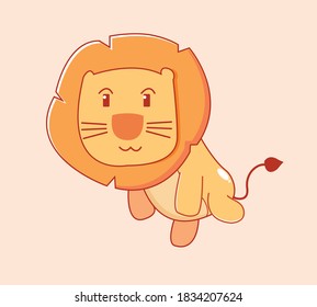 cute fat lion in chibi version