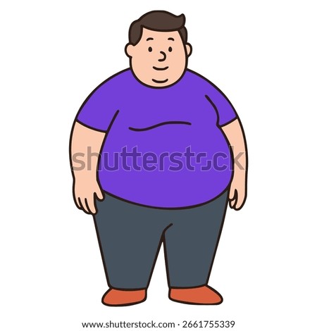 cute fat man obese flat color vector illustration template design