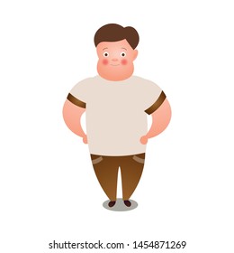 Cute fat man in sport clothes ready for gymnastic