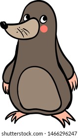 Cute fat mole, illustration, vector on white background.