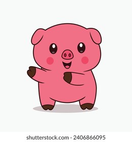 Cute fat pig Cartoon Illustration