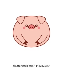 Cute fat pig. Cartoon vector illustration
