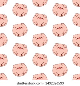 Cute fat pig. Seamless vector pattern