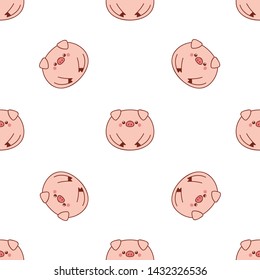Cute fat pig. Seamless vector pattern