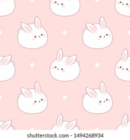 Cute fat rabbit. Seamless vector pattern