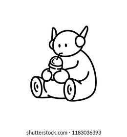 Cute Fat Robot Sit and Drink