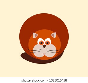 cute fat round red cat with big eyes and 
