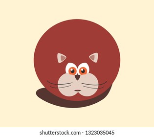 cute fat round red cat with big eyes and 